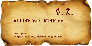 Villányi Klára névjegykártya